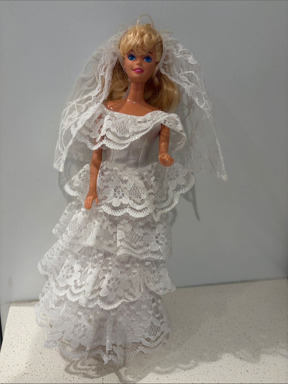 Vintage Barbie with genuine Barbie Wedding Dress and veil.